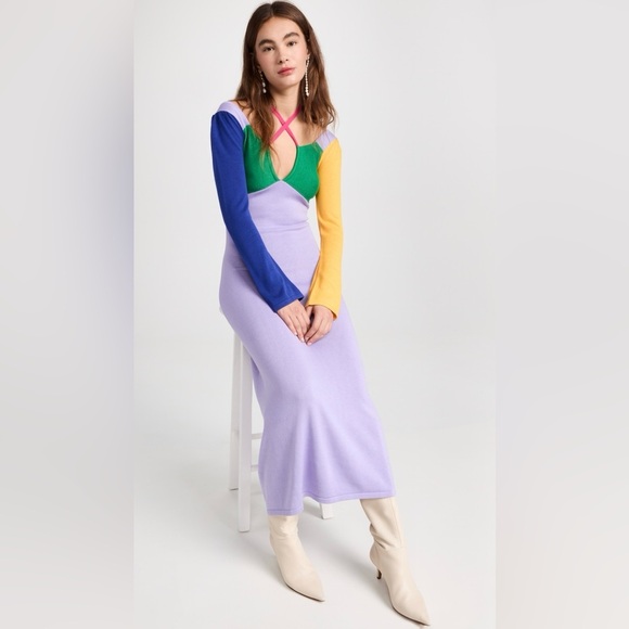 NWT Olivia Rubin Elliott XS Maxi Dress Colorblock Knit Empire Waist - Picture 6 of 13